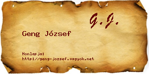 Geng József névjegykártya